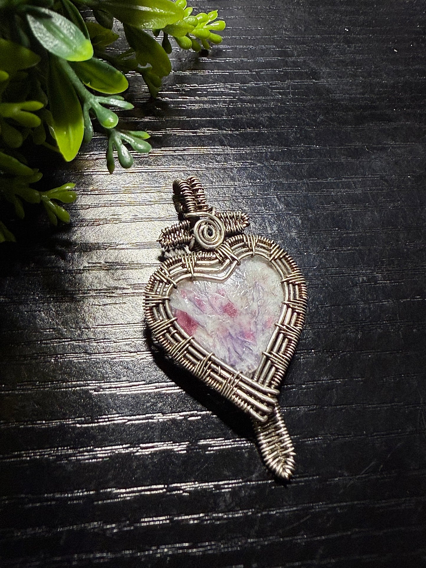 Unicorn stone daggered heart pendant