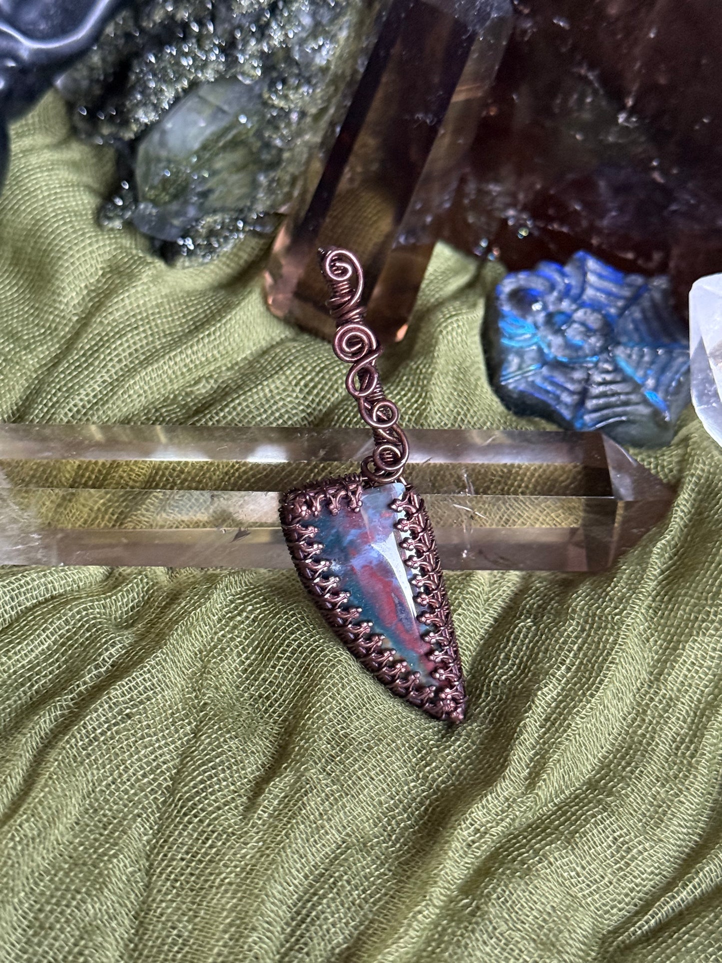 Indian Bloodstone knife pendant
