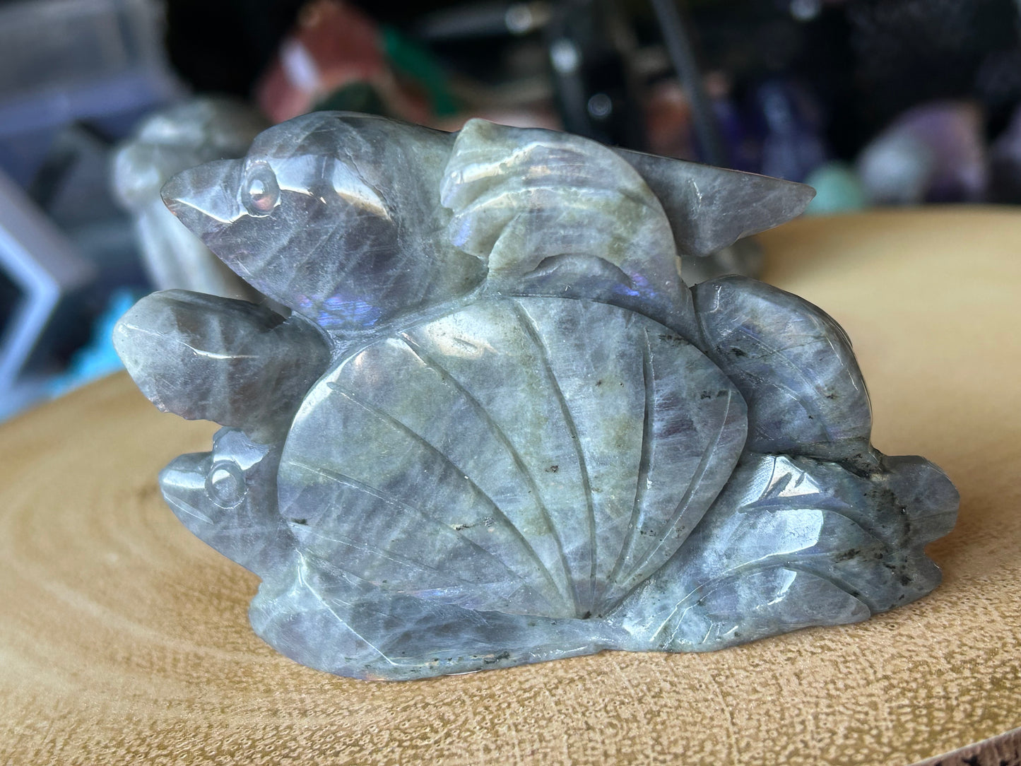 Labradorite Dolphins Carving
