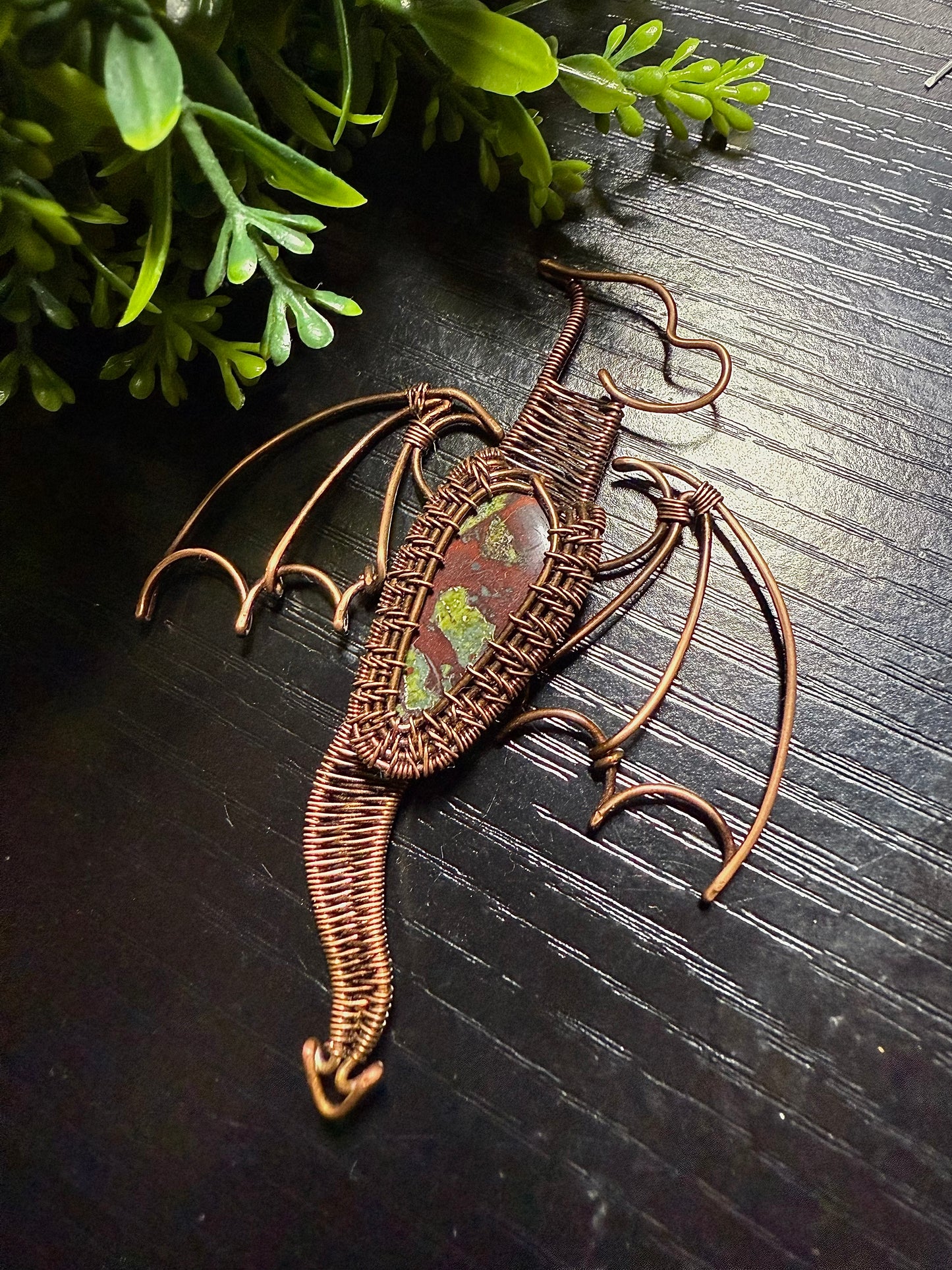 Dragon bloodstone dragon pendant
