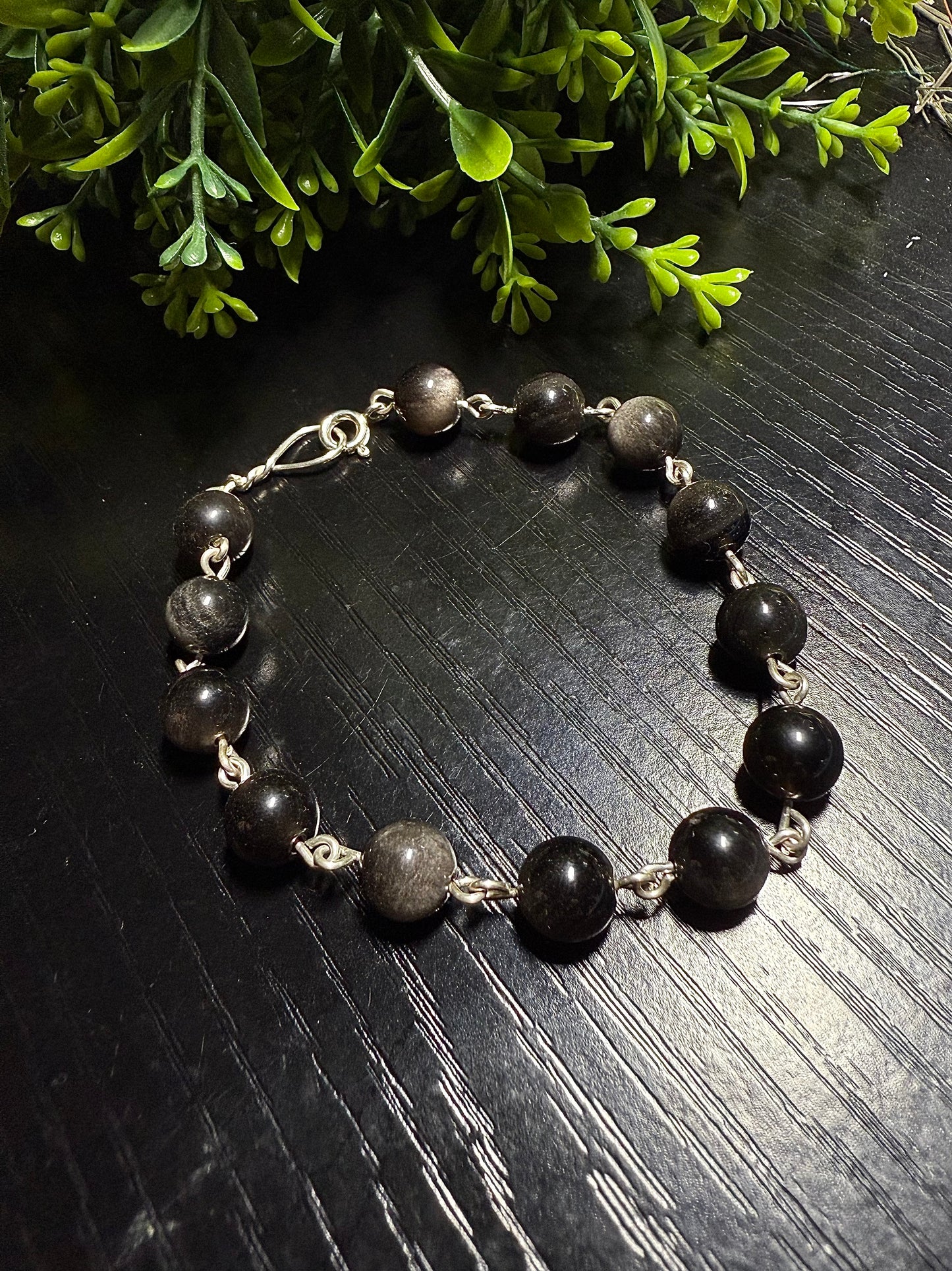 Silver Sheen obsidian bracelet