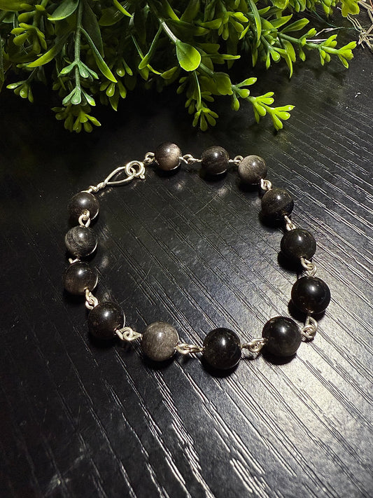 Silver Sheen obsidian bracelet