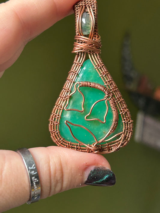 Chrysoprase & Moss Agate Pendant