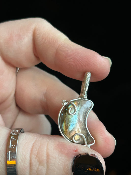 Labradorite Moon Pendant