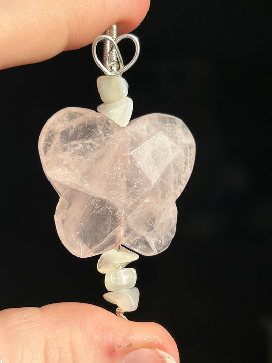 Rose Quartz Butterfly Pendant