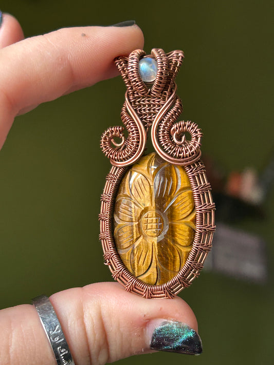 Tiger Eye & Moonstone Pendant