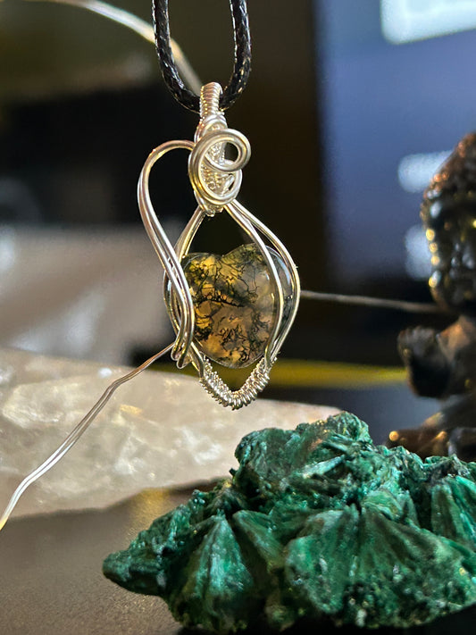 Moss Agate Heart Pendant