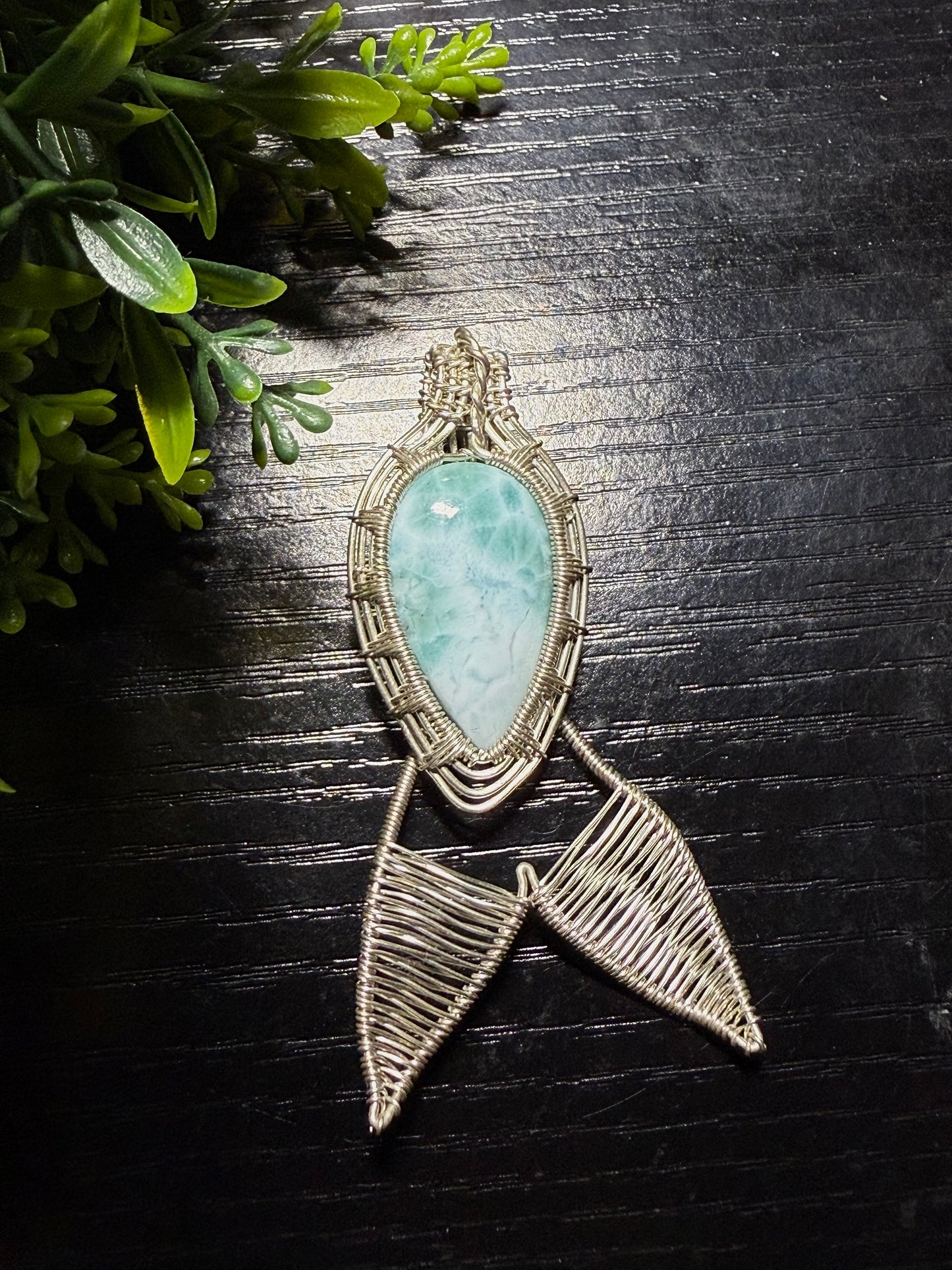 Larimar mermaid tail pendant