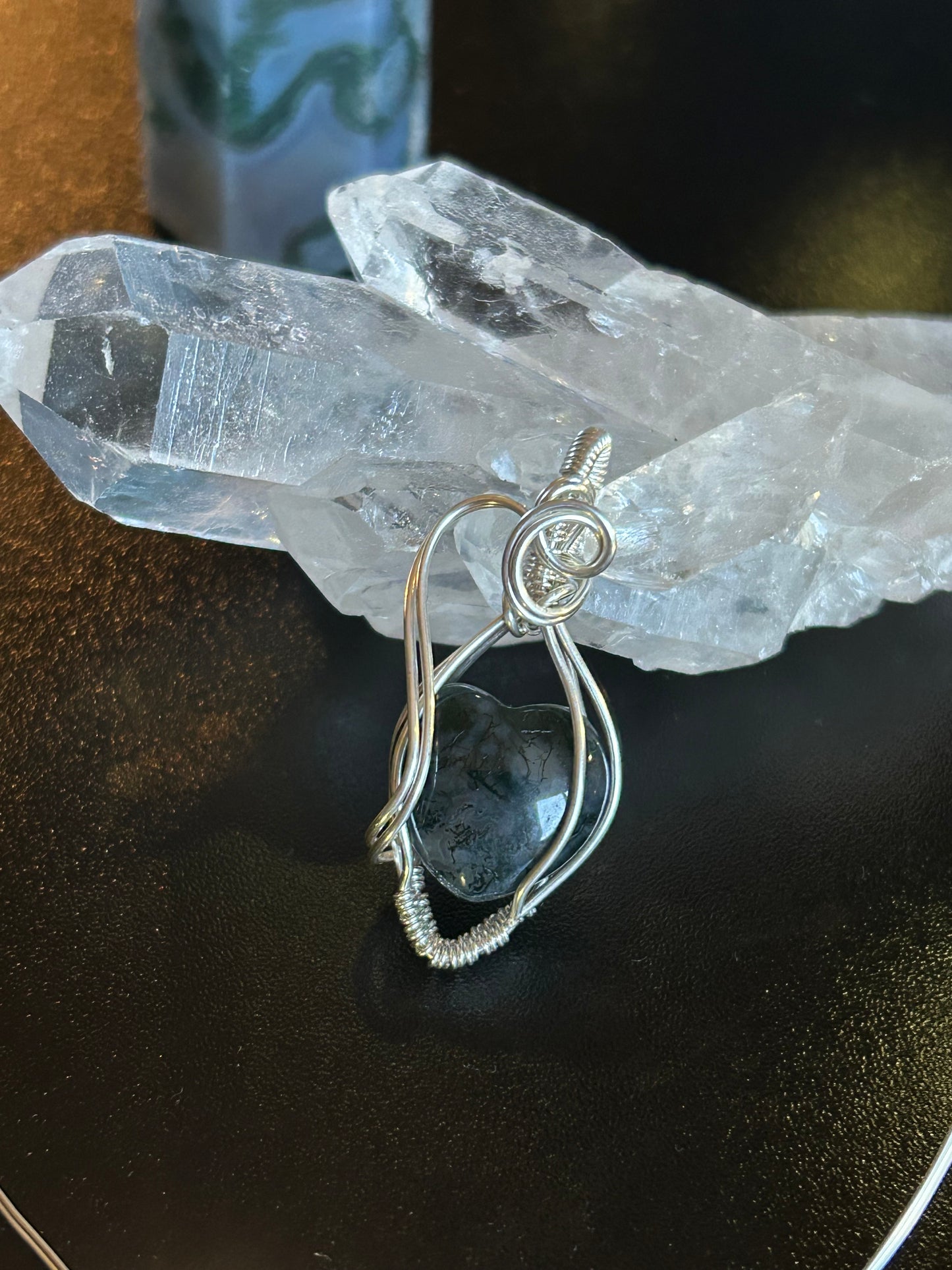 Moss Agate Heart Pendant