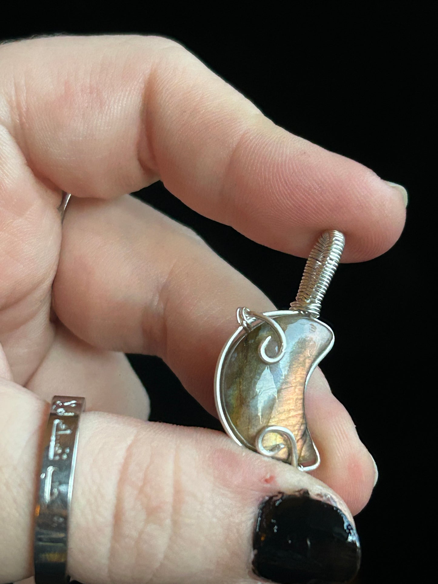 Labradorite Moon Pendant